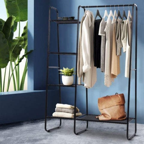Artiss Wardrobe Clothes Rack Airer Coat Stand Closet 150cm DIY-CR-257M-BK