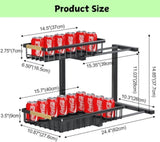 2-Tier Kitchen Under Sink Organiser Storage with Height Adjustable, Unique Slide Rail & Suction Cups V178-36080