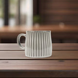 High-Fired Ceramic Stoneware Ribbed Stripe Mug 460ml Matt EARTHY GREY V274-HA-LA-P0024809-GY