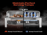 Roll Top Chafing Dish Buffet Complete Set, 9Qt Stainless Steel Chafer with Full Size Pan, Rectangle V952-ZFXQFGK1JTYSNU6QFV0