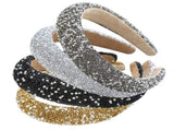 Rhinestone Pearl Headband Padded Wide Hairband Bling Crystal Headhoop Glitter Silver Head Bands for V1366-AZ2-W-20118