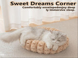 White 50cm with Heart-patterned jacquard Plush Round Pet Bed - Soft Donut Cat Bed, Warm Winter Dog V888-ELOSUNG53832