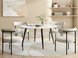 Luxe Boucle Cushioned Elsa Dining Chairs in White Quartz V264-DNC-416B-MCR-02-1
