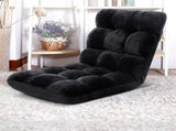 Artiss 4X Lounge Sofa Bed Flannel Fabric Black FLOOR-SBL-M193-S-BKX4