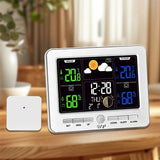 Indoor Outdoor Weather Station Color LCD Atomic Clock Barometer Forecast Dual Alarm Snooze Calendar V1232-CPQXZ002