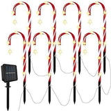 Set of 8 Cane Christmas Decorations Solar Energy Christmas Crutch Ground Lamp Outdoor Plug-in V1107-124-63472