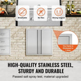 VEVOR BBQ Access Door, 610x610 mm Double Outdoor Kitchen Door, Stainless Steel Flush Mount Door, V952-SMABSCJMYS24Y71UBV0