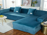 Cover of Corner Sofa with Armrests of Sofa Sofa of Protection Expandable in Shape of L Blue, Lake V1237-MS-626-222