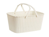 Imitation Rattan Woven Basket Plastic Handheld Fruit Storage Basket Beige for Home V1294-YM0901-3117240204111