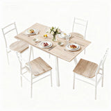 Artiss Dining Table and Chairs Set 5pcs Foldable Kitchen Furniture Natural White DSET-D-BH07-OA-AB