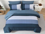 Navy Blue Comforter Set, King Size, Striped 3-Piece Bedding Collection V745-MAB010873AJ3