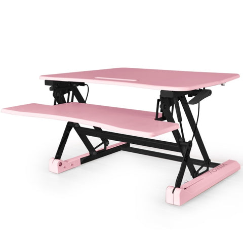 Fortia Desk Riser 90cm Wide Adjustable Sit to Stand for Dual Monitor, Keyboard, Laptop, Pink V219-FURDTDFORA9PK