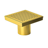 15x15cm Square Shower Drain with Grid Pattern Grate Brushed Gold 304SS, CUPC Certified with Hair V63-955611