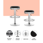 Artiss Set of 2 Backless PU Leather Bar Stools - Black and Chrome BA-TW-T7009-BLACK-X2