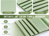16 Pcs White and Sage Green Disposable Plastics and Satin Table Runner Set 54x108 Inch V1258-DP02-WO-123