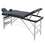 YES4HOMES 3 Fold Portable Aluminium Massage Table Massage Bed Beauty Therapy Black V278-3FOLD-ALUM-57F-BK