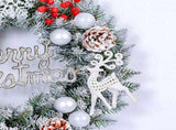 Xmas Wreath for Front Door 15.7 Inch Snow Flocked Artificial Xmas Wreath with Red Berries and Pine V1294-YM0901-240823HL01-1