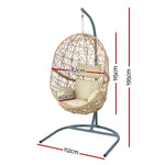 Gardeon Outdoor Egg Swing Chair Wicker Rattan Furniture Pod Stand Cushion Yellow HM-EGG-J-NEST-S-YE-AB