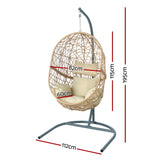 Gardeon Outdoor Egg Swing Chair Wicker Rattan Furniture Pod Stand Cushion Yellow HM-EGG-J-NEST-S-YE-AB