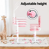 Keezi Kids Table and Chair Set Adjustable Study Desk w/ LED Lamp Reading Pink KTC-A-STU-PL-PK