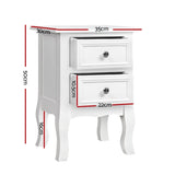 Artiss Bedside Table 2 Drawers - BISSET White DRESS-TAB-BS-WH