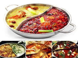 Stainless Steel Hot Pot, Divided Hot Pot Pan with Handle Dual Sided Soup Cookware Cooking Pot with V1369-AZ3-W-26394