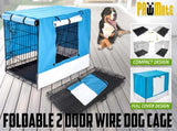 Wire Dog Cage Foldable Crate Kennel 30in with Tray BLUE Cover Combo V274-PET-WCCV30-BU