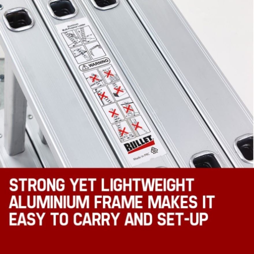 BULLET Pro 4.7m Multi-Purpose Ladder Aluminium Extension Folding ...