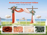 Orange Artificial Wedding Arch Flower Kit with Sheer Drapes - Floral Arrangements & V767-VVR-HLGMHTJ4JTCS7O0MFV0