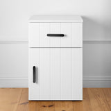 PORTO BEDSIDE TABLE - WHITE - VJ PANEL - OVAL BLACK V164-ECS13WVB05B