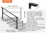 Outdoor Handrails for Steps, 4-5 Step Stair Rail Kit, Black Square Tube with Horizontal Bar, Carbon V952-FGDHGZLSLZFSY0FVPV0