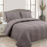 Lewis Mocha 3 Pce Lightly Quilted Polyester Cotton Coverlet Set Queen V442-STT-COVERLET-LEWIS-MOCHA-QS