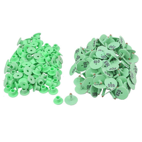1-100 Cattle Number Ear Tags Set - Round Green Pig Sheep Goat Livestock Label V238-SUPDZ-28746327195728