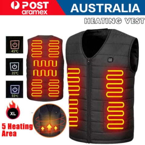 XL Electric Vest Heated Jacket USB Thermal Warm Heat Pad Winter Body Warmer Unisex V201-W12983753