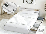 Artiss Single Bed Frame with Charging Ports and Bedside Table WBED-AURA-S-FURNI-P16-AB