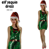 Womens Christmas Sequin Elf Dress Costume Party Dress Up Xmas Ladies V563-12226