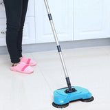 Hand Push Sweeper Dry Sweep and Wet Drag Floor Cleaner with 2 Corner Brushes Lightweight Manual V1366-AZ2-W-11889