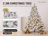 Christabelle 2.3m 7.5ft Snowy Dorset Pine Christmas Tree Pre Lit Multi Function LED Lightly Flo 112_WFLSD75