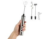 Stainless Steel Milk Frother, USB Charging, Handheld Electric Egg Beater for Home Kitchen V1263-JX-2936