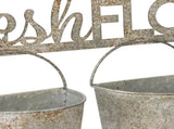 Three Bucket 'Fresh Flowers' Wall Planter 51x26cm V637-11061PLN