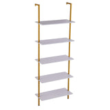 Industrial Square Pipe Shelf 5 Tier 64x30x182.5cm Wall-Mount Gold White V952-JSGZWJFGHMBJJLPOLV0
