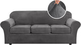 4 Pieces Thick Velvet Sofa Covers Couch Covers for 3 Chion Couch Sofa High Stretch Slipcovers V1258-DP02-F-620