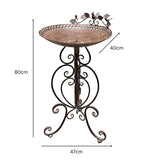 Leafy Birdbath / Bird Feeder w Embellished Legs 80cm V637-74139BRD