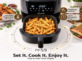 Devanti Air Fryer 6.5L 1700W Digital Touch 8 Presets Non-Stick Basket Black AF-K-J-NA50-BK