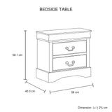 5 Pieces Bedroom Suite in Solid Wood & MDF Queen Size Grey Colour Bed, Bedside Table, Dresser & V43-BDS-SPNC-5PC-TBY-DRS-Q