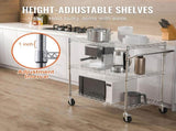 Kitchen Utility Cart, 3 Tiers, Wire Rolling Cart with 300kg Capacity, Steel Service Cart on Wheels, V952-WGCFTCCB30X184GWTV0