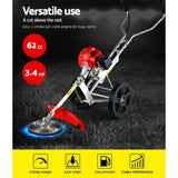 Giantz 62cc Petrol Brush Cutter Whipper Saw Trimmer 2 Stroke 3-in-1 Wheel CSAW-WHEEL-SXTO-N-OV-RD