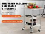 Stainless Steel Work Table 24 x 18 x 38 Inch, with 4 Wheels, 3 Adjustable Height Levels, Heavy Duty V952-CFBXGGZTLCDJ3QDV2V0