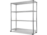 Modular Wire Storage 150x35cm Steel Shelving Chrome With Wheels For Garage Warehouse Or Kitchen V63-841391