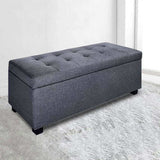 Artiss Storage Ottoman Blanket Box 97cm Linen Grey OTM-L2-LINEN-GY